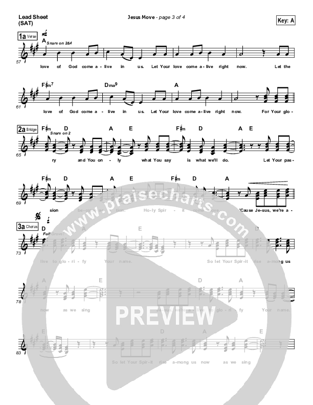 Jesus Move Lead Sheet (Big Daddy Weave)