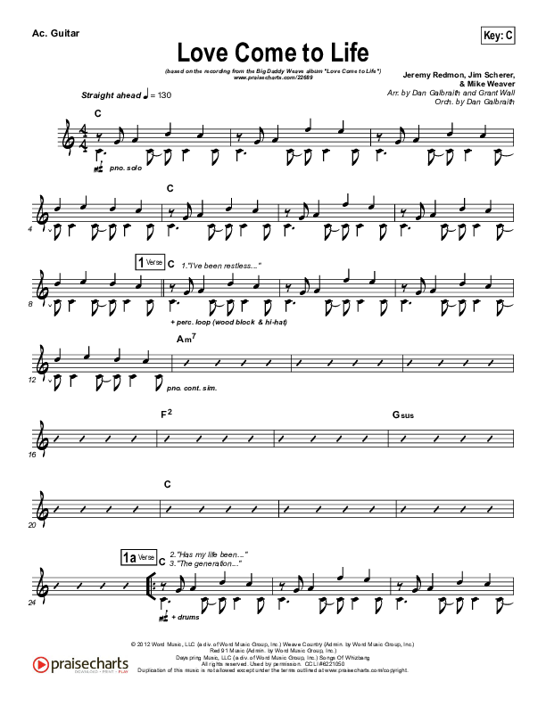 Love Come To Life Acoustic Guitar (Big Daddy Weave)