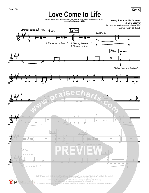 Love Come To Life Bari Sax (Big Daddy Weave)