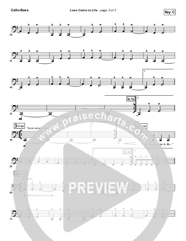 Love Come To Life Cello/Bass (Big Daddy Weave)