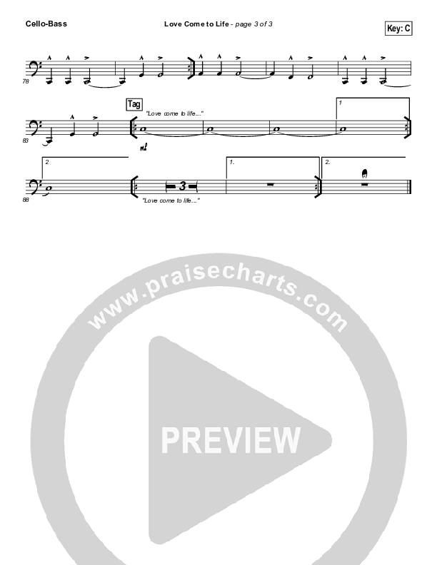 Love Come To Life Cello/Bass (Big Daddy Weave)