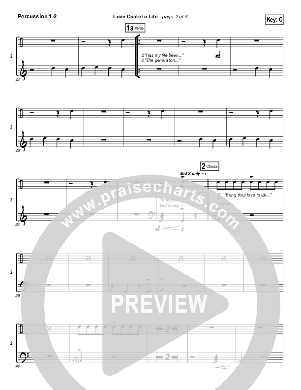 Love Come To Life Percussion (Big Daddy Weave)