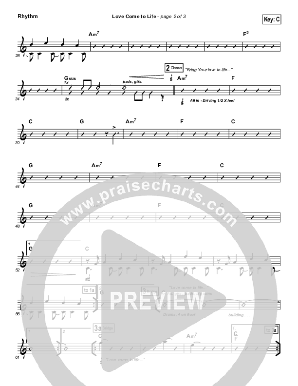 Love Come To Life Rhythm Chart (Big Daddy Weave)