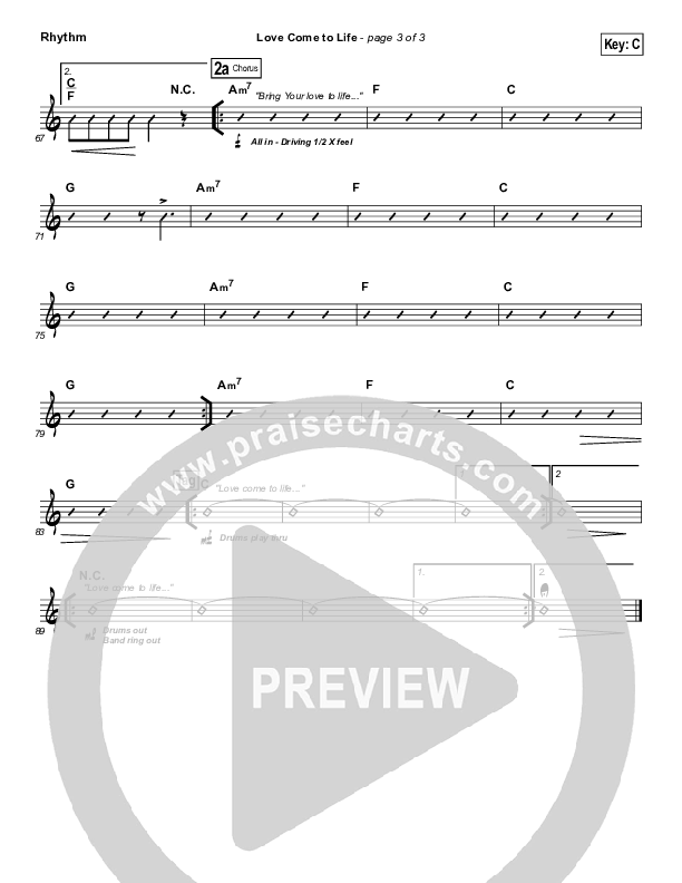 Love Come To Life Rhythm Chart (Big Daddy Weave)