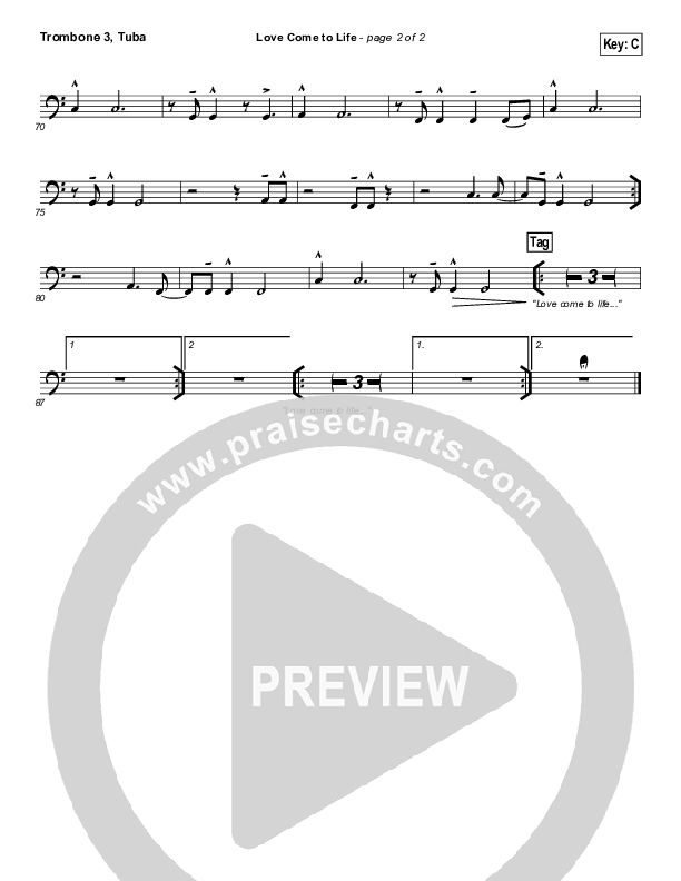 Love Come To Life Trombone 3/Tuba (Big Daddy Weave)
