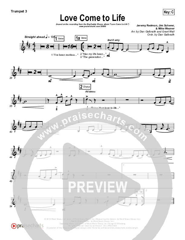 Love Come To Life Trumpet 3 (Big Daddy Weave)