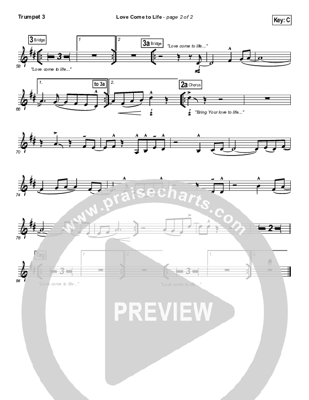 Love Come To Life Trumpet 3 (Big Daddy Weave)