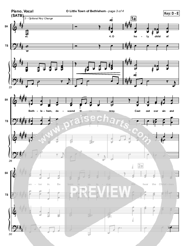 O Little Town Of Bethlehem Piano/Vocal & Lead (Traditional Carol / PraiseCharts)