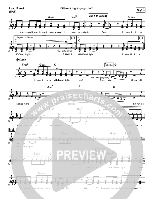 Different Light Lead Sheet (Big Daddy Weave)