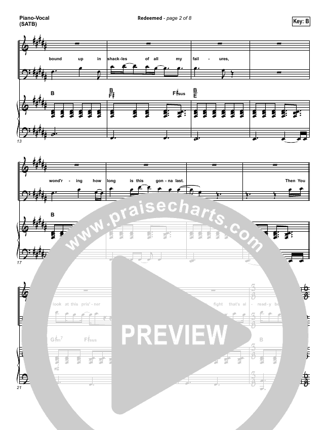 Redeemed Sheet Music Big Daddy Weave Praisecharts G g/f# g/b cadd9 i am redeemed,. redeemed sheet music big daddy weave