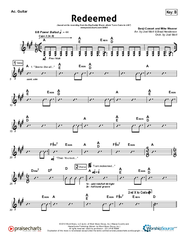 Redeemed Acoustic Guitar (Big Daddy Weave)