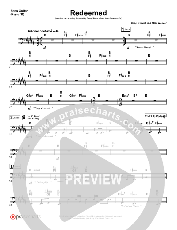 Redeemed Bass Guitar (Big Daddy Weave)