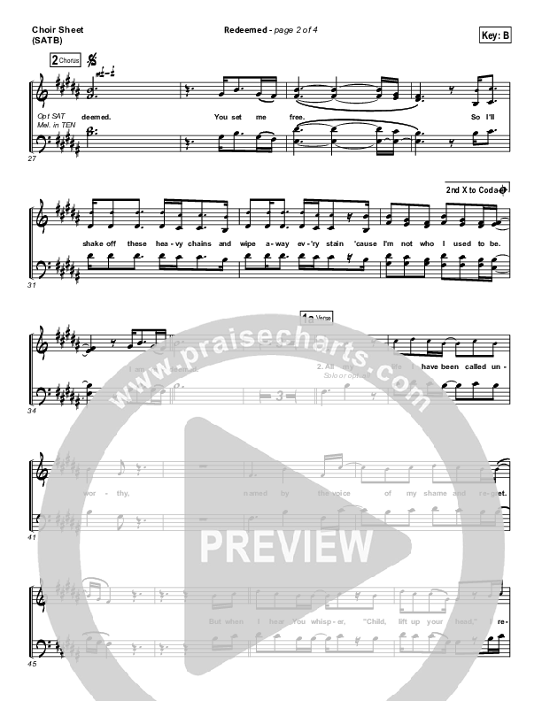 Redeemed Choir Vocals (SATB) (Big Daddy Weave)