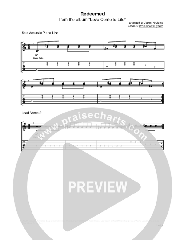 Redeemed Guitar TAB/Riffs (Big Daddy Weave)