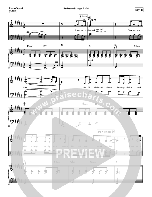 Redeemed Piano/Vocal (SATB) (Big Daddy Weave)