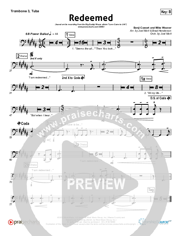 Redeemed Trombone 3/Tuba (Big Daddy Weave)