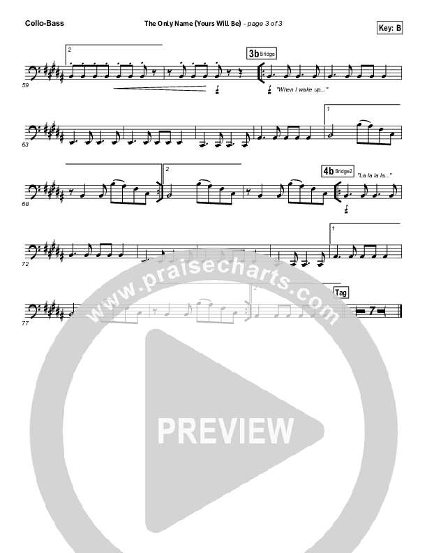The Only Name (Yours Will Be) Cello/Bass (Big Daddy Weave)