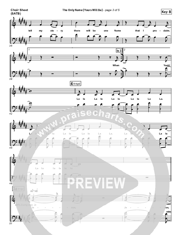 The Only Name (Yours Will Be) Choir Sheet (SATB) (Big Daddy Weave)
