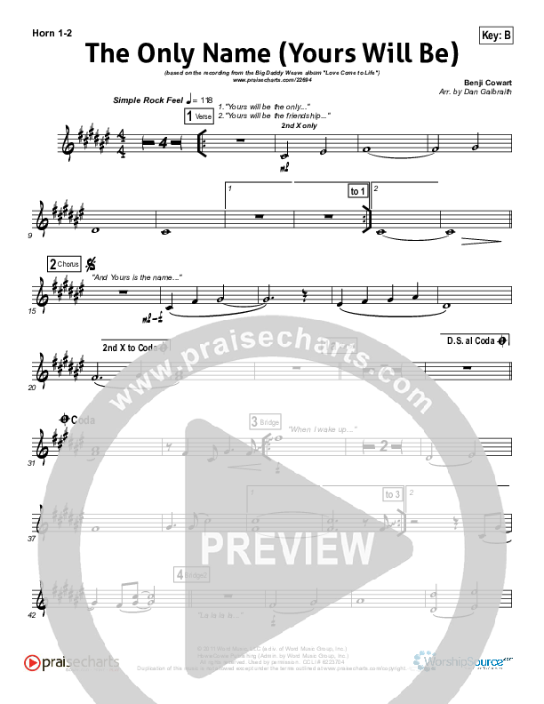 The Only Name (Yours Will Be) Brass Pack (Big Daddy Weave)