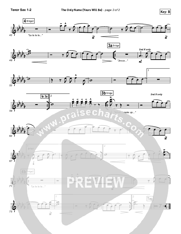 The Only Name (Yours Will Be) Tenor Sax 1/2 (Big Daddy Weave)