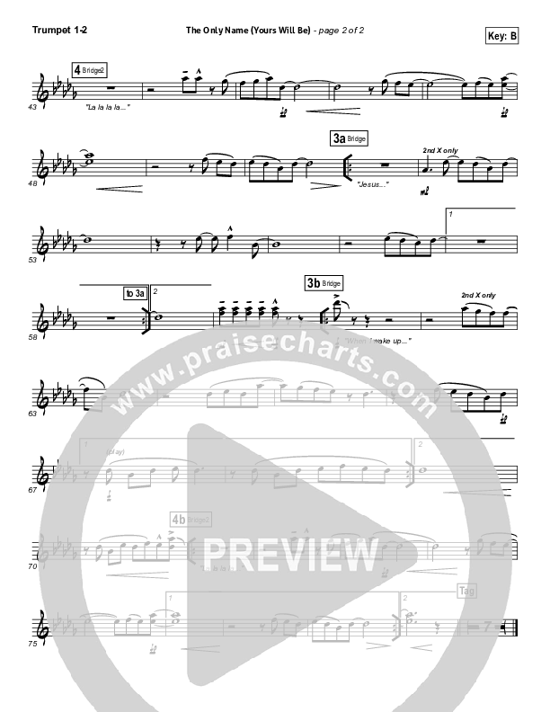 The Only Name (Yours Will Be) Trumpet 1,2 (Big Daddy Weave)