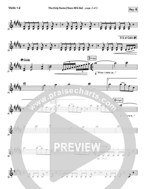 The Only Name (Yours Will Be) Violin 1/2 (Big Daddy Weave)