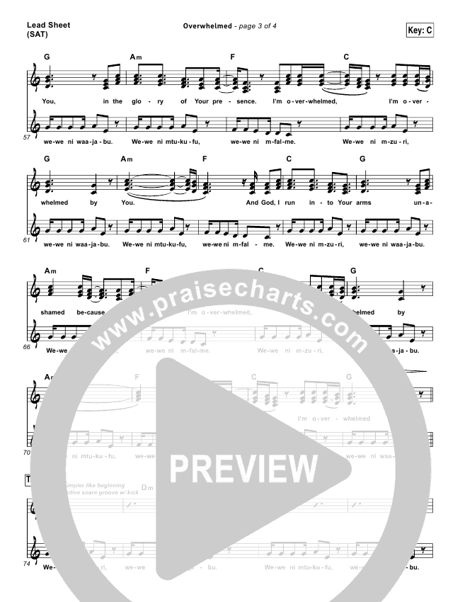 Overwhelmed Sheet Music (Big Daddy Weave) - PraiseCharts