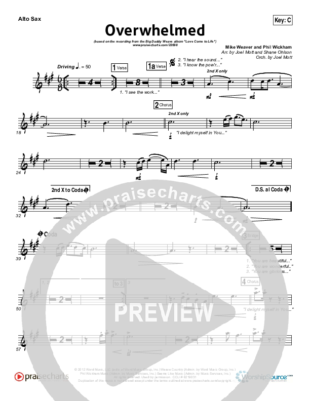 Overwhelmed Alto Sax (Big Daddy Weave)