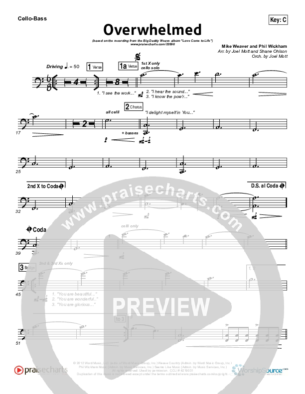 Overwhelmed Cello/Bass (Big Daddy Weave)