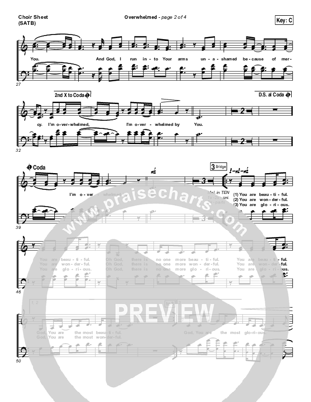 Overwhelmed Choir Sheet (SATB) (Big Daddy Weave)