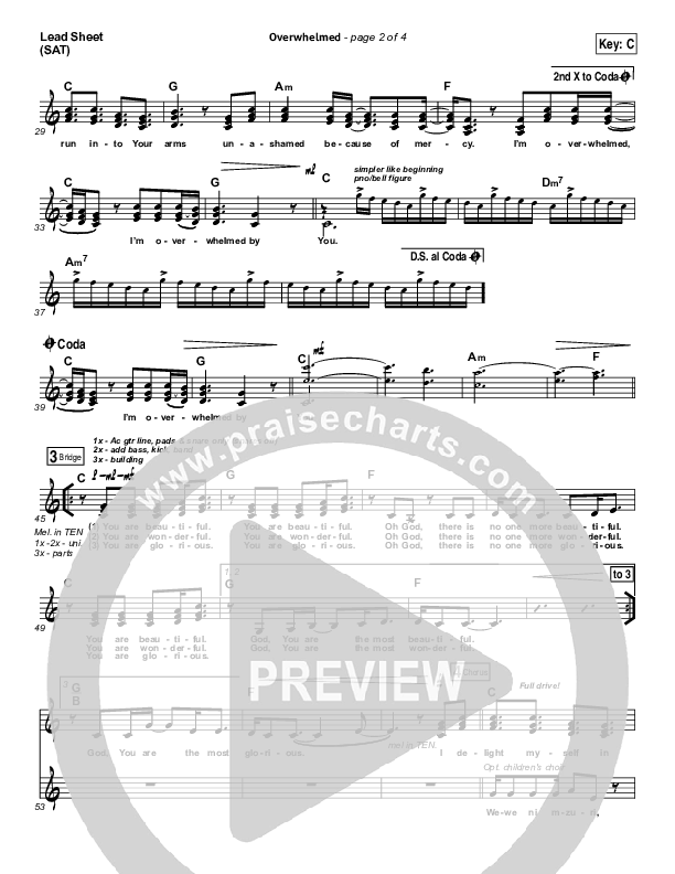 Overwhelmed Lead Sheet (SAT) (Big Daddy Weave)