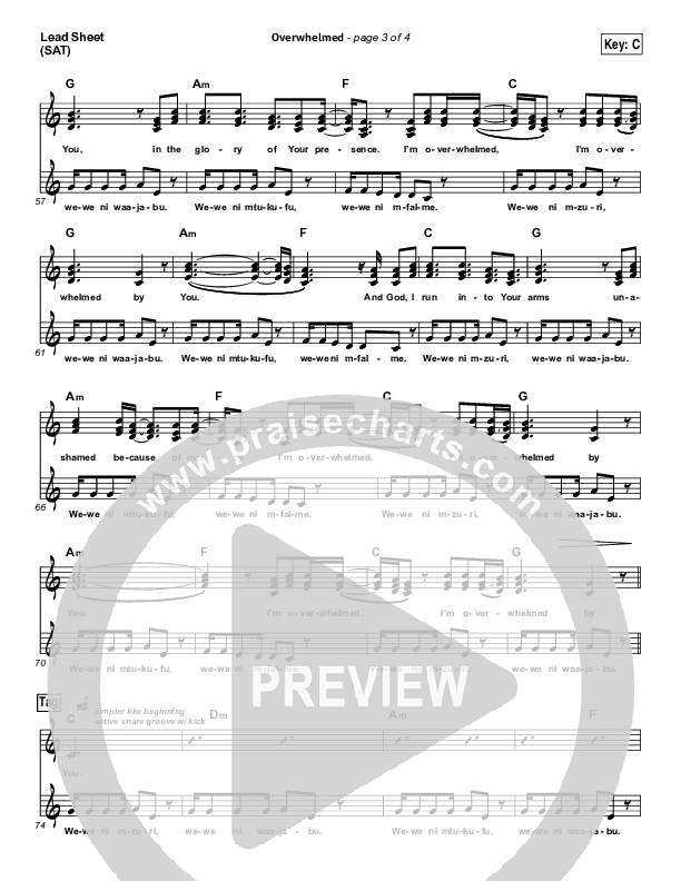 Overwhelmed Lead Sheet (SAT) (Big Daddy Weave)