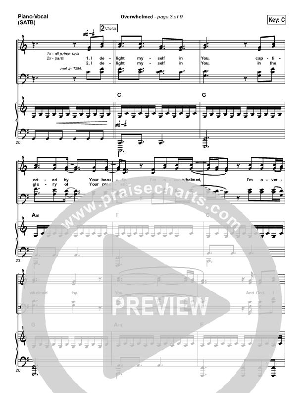 Overwhelmed Piano/Vocal (SATB) (Big Daddy Weave)