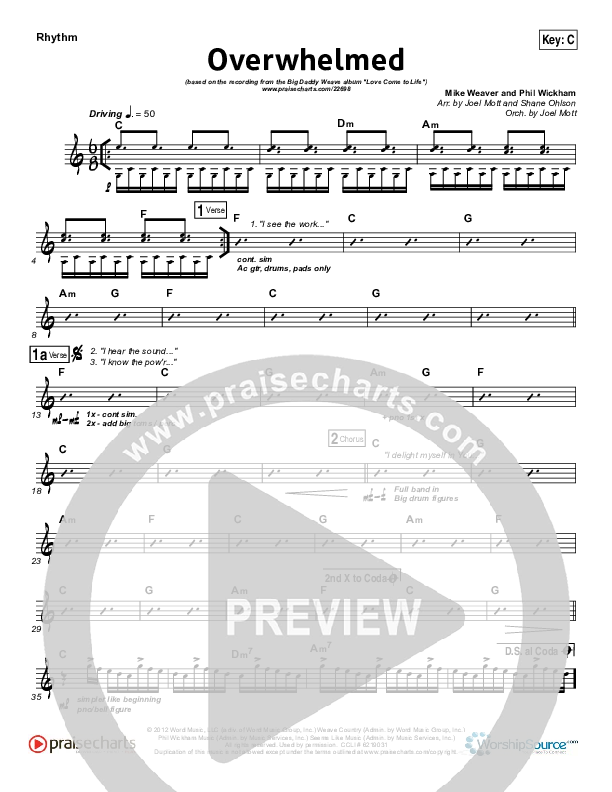 Overwhelmed Rhythm Chart (Big Daddy Weave)