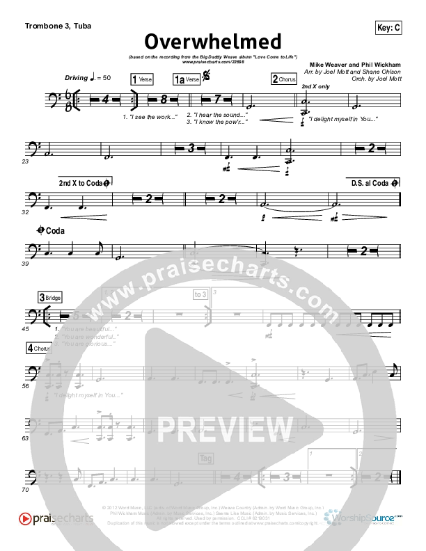 Overwhelmed Trombone 3/Tuba (Big Daddy Weave)