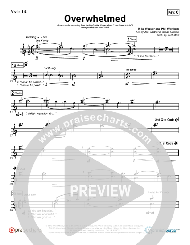 Overwhelmed Violin 1/2 (Big Daddy Weave)