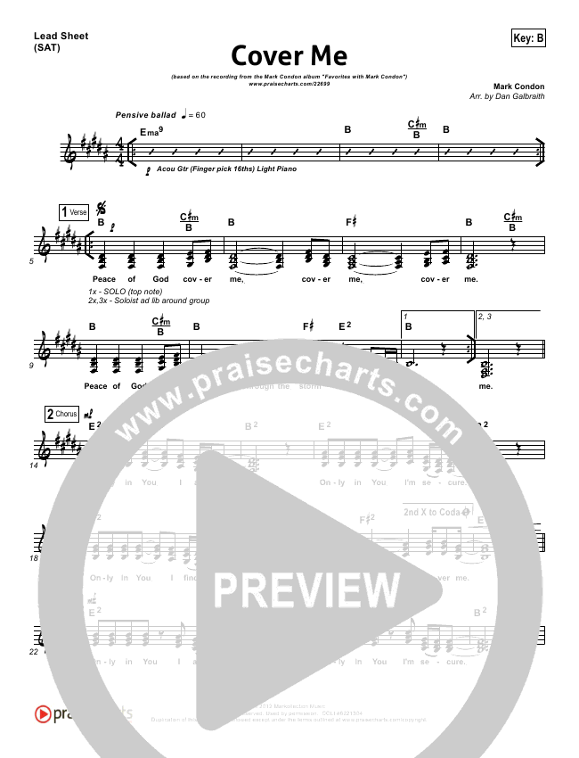 Cover Me Orchestration Mark Condon Praisecharts