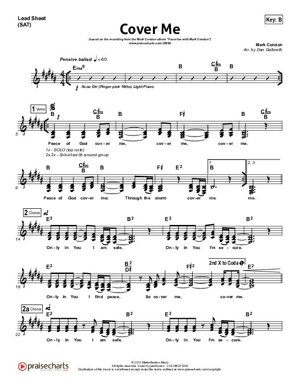 Cover Me Lead Sheet (SAT) (Mark Condon)