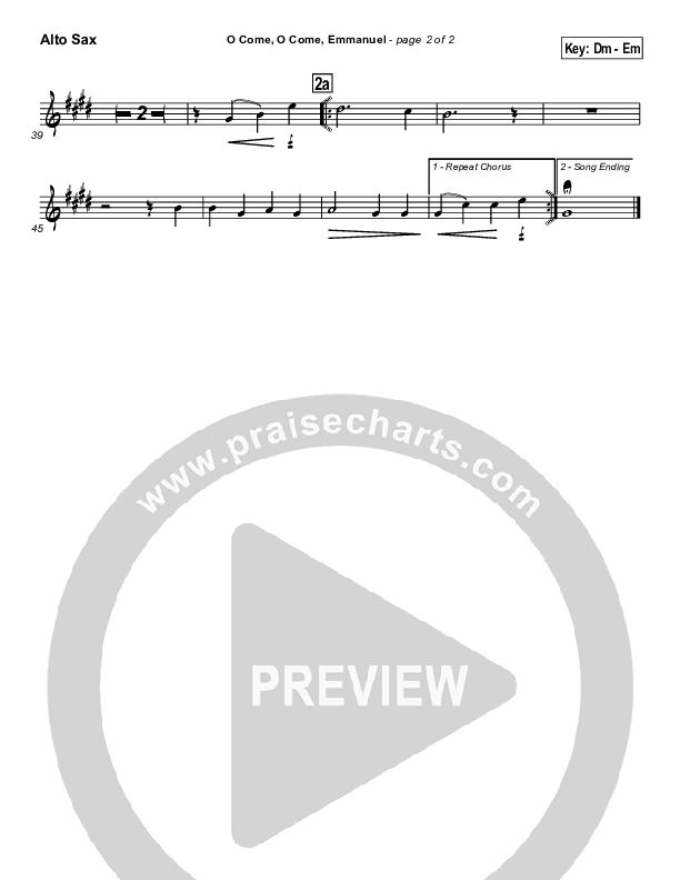 O Come O Come Emmanuel Alto Sax (Traditional Carol / PraiseCharts)