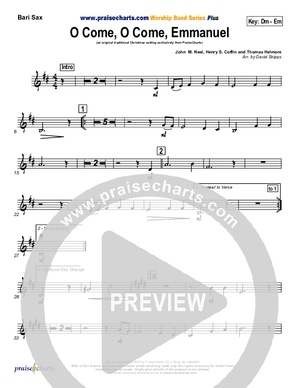 O Come O Come Emmanuel Bari Sax (Traditional Carol / PraiseCharts)