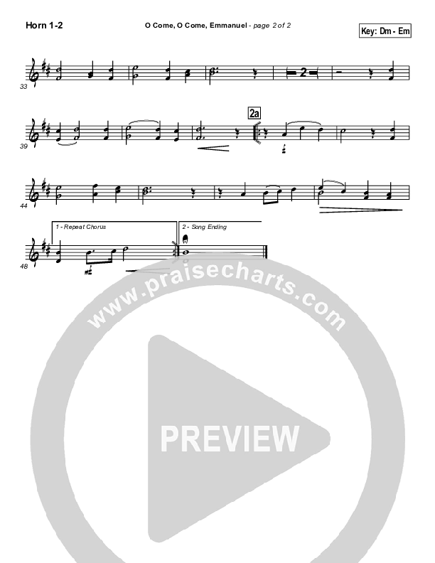 O Come O Come Emmanuel French Horn 1/2 (Traditional Carol / PraiseCharts)