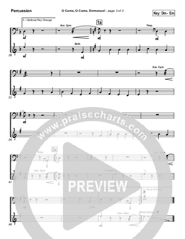 O Come O Come Emmanuel Percussion (Traditional Carol / PraiseCharts)