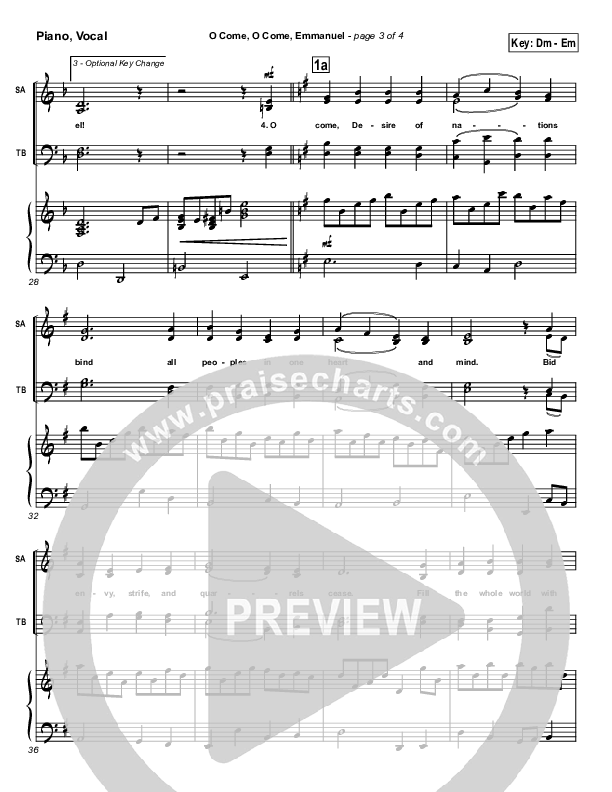 O Come O Come Emmanuel Piano/Vocal & Lead (Traditional Carol / PraiseCharts)