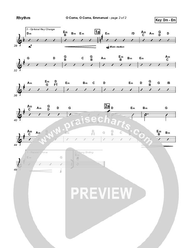 O Come O Come Emmanuel Rhythm Chart (Traditional Carol / PraiseCharts)