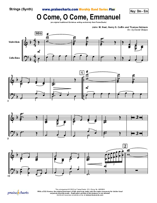 O Come O Come Emmanuel Synth Strings (Traditional Carol / PraiseCharts)
