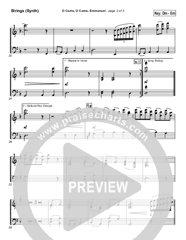 O Come O Come Emmanuel Synth Strings (Traditional Carol / PraiseCharts)