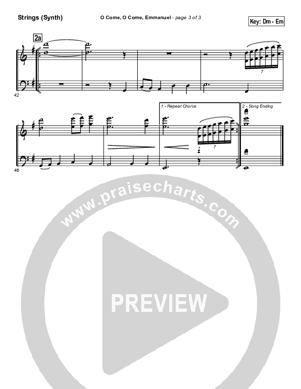 O Come O Come Emmanuel Synth Strings (Traditional Carol / PraiseCharts)