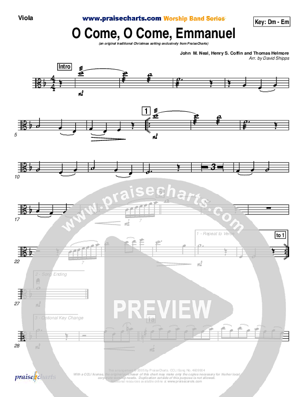 O Come O Come Emmanuel Viola (Traditional Carol / PraiseCharts)