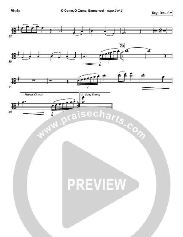 O Come O Come Emmanuel Viola (Traditional Carol / PraiseCharts)