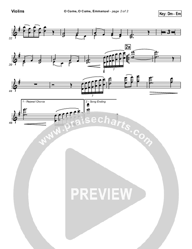 O Come O Come Emmanuel Violins (Traditional Carol / PraiseCharts)
